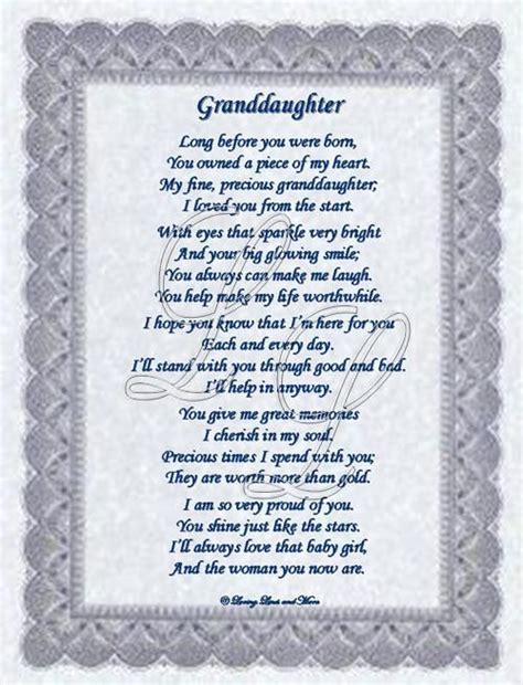 Granddaughter Poems From Grandma Granddaughter Poem Is For The