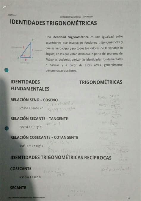 SOLUTION Identidades Trigonom Tricas Studypool