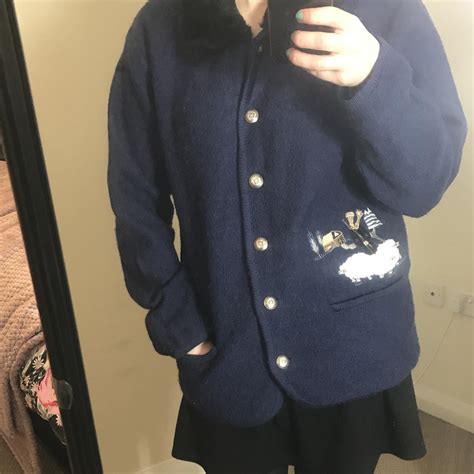 💎 One Of A Kind Vintage Navy Blue Granny Cardigan Depop