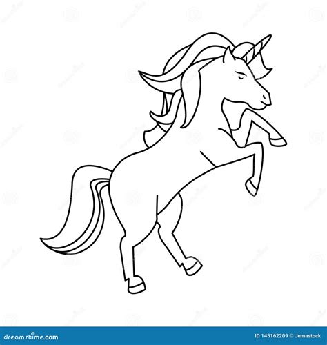 Desenhos Animados Do Cavalo Da Fantasia Do Unic Rnio Em Preto E Branco