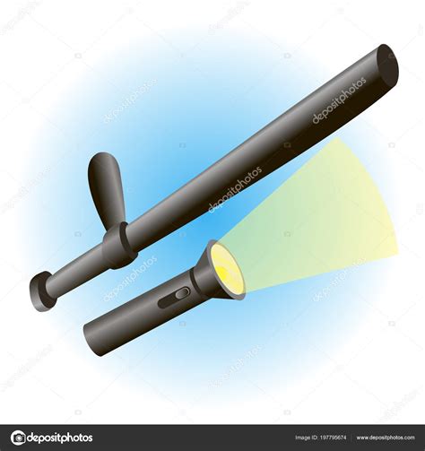 Police Rubber Baton Flashlight Vector Illustration White Background ...