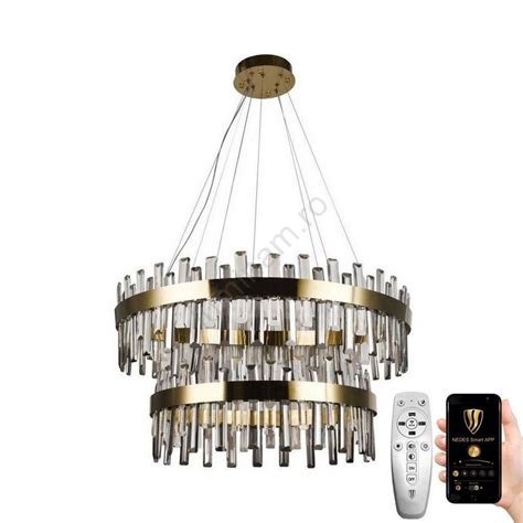 Lustr Led De Cristal Dimabil Pe Cablu Led W V Telecomand