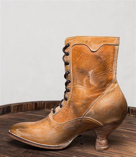 Victorian Style Leather Ankle Boots in Tan Rustic by Oak Tree Farms ...