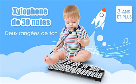 Costway Note Glockenspiel Xylophone Cadre En Bois Barres En