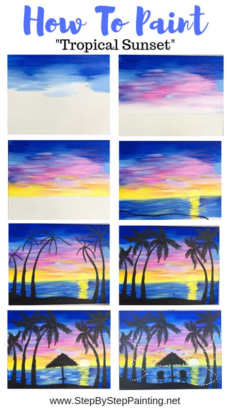 Palm Tree Easy Simple Beach Sunset Painting