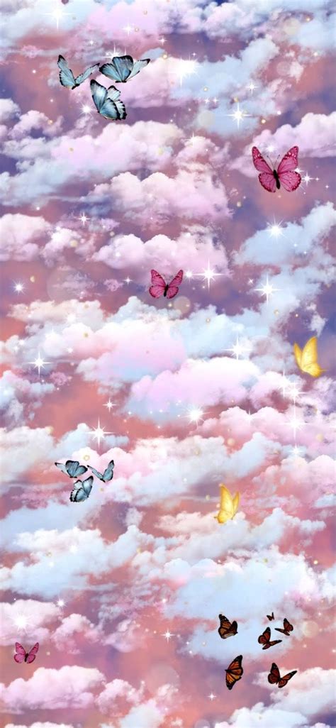 The Sky Is Filled With Many Different Colored Butterflies