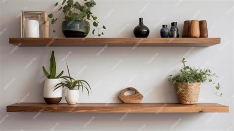 Premium AI Image | A Photo of Minimalist Floating Shelves with Simple Decor