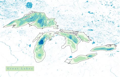 Great Lakes Map Print - Bathymetry Map – Akiseo