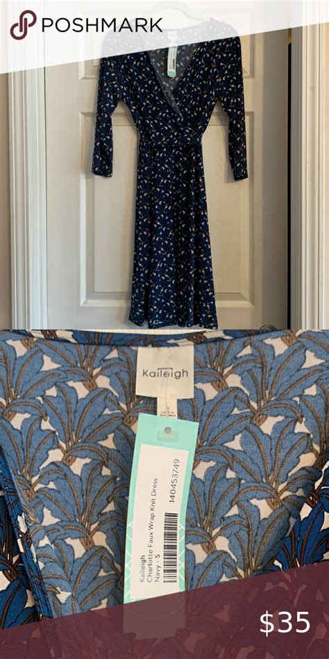 Stitch Fix Kaileigh Charlotte Faux Wrap Knit Dress Navy Small