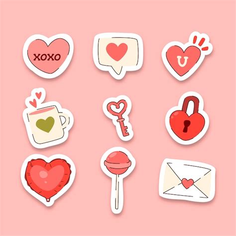 Free Vector Flat Stickers Collection For Valentine S Day Holiday