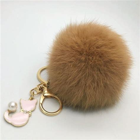 Buy Imitation Fox Fur Pom Cute Cat Key Chain Bag Charm Fluffy Puff