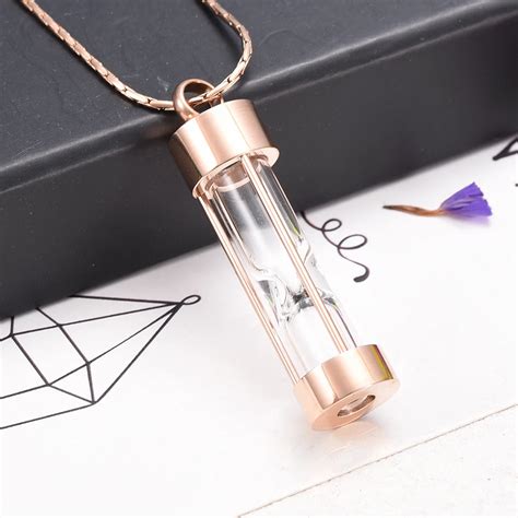 Silver Gold Rose Gold Hourglass Cremation Ashes Keepsake Urn Necklace For Women Men Cremation