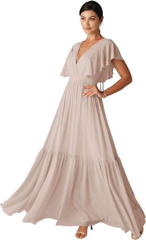 Alicepub V Neck Bobo Bridesmaid Dresses P Women Chiffon Super Intense