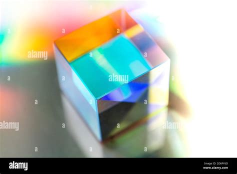 Optical Glass Cube Light Dispersion Spectrum Physics Optics Stock