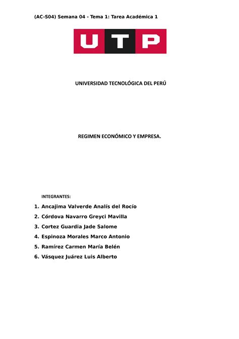 Tarea Acad Mica R Gimen Econ Mico Y Empresa Derecho Empresarial