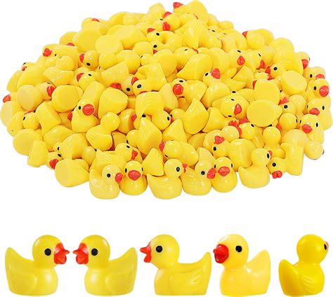 Novwang 100 Pcs Luminous Tiny Resin Ducks Glow In The Dark Mini Duck Miniature