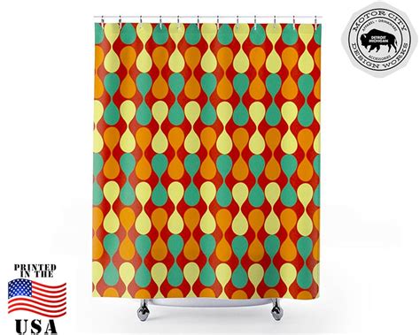 Geometric Mid Century Modern Shower Curtain Mcm Bathroom Modernist