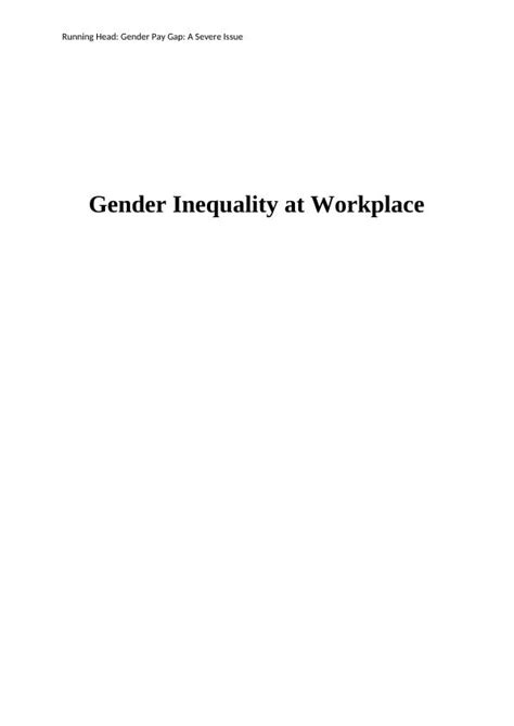 Gender Inequality At Workplace Desklib