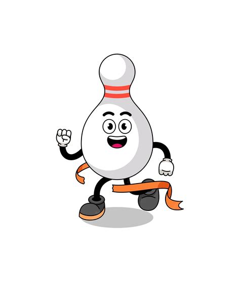 Premium Vector Mascot Cartoon Of Bowling Pin Running On Finish Line