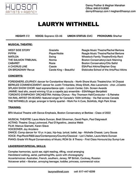 Headshot And Resume Lauryn Withnell