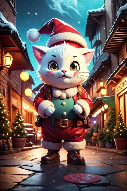 Premium Ai Image Cartoonishly Adorable Cat In A Santa Claus Costume