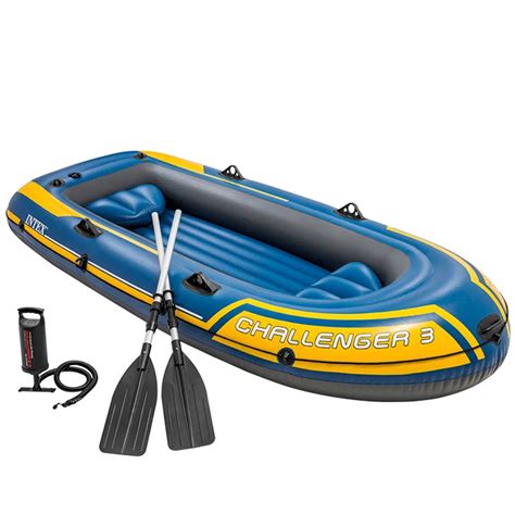 Intex Inflatable Challenger 3 Boataluminium Paddles Blue Waveinn