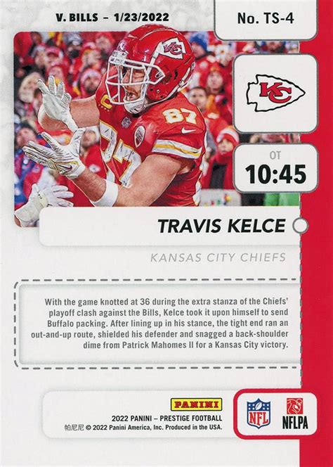 Panini Prestige Time Stamped Ts Travis Kelce Trading Card