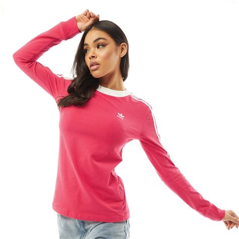 Buy Adidas Originals Womens 3 Stripes Long Sleeve Top Powder Pinkwhite