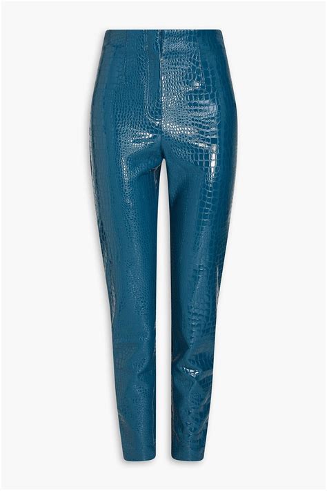 ROTATE BIRGER CHRISTENSEN Faux Croc Effect Patent Leather Skinny Pants