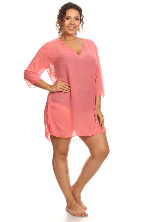 Plus Size Chiffon Long Sleeve Swimwear Cover Up Beach Dress Made In Th Shoretrendz Long