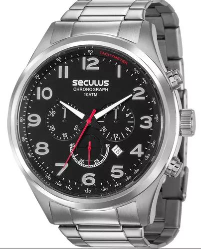 Rel Gio Seculus Masculino Chronograph G Svna Cor Da Correia Prara