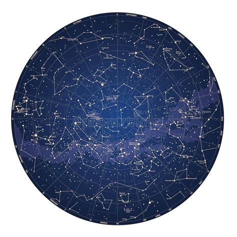 High Detailed Sky Map Of Southern Hemisphere With Names Of Stars And