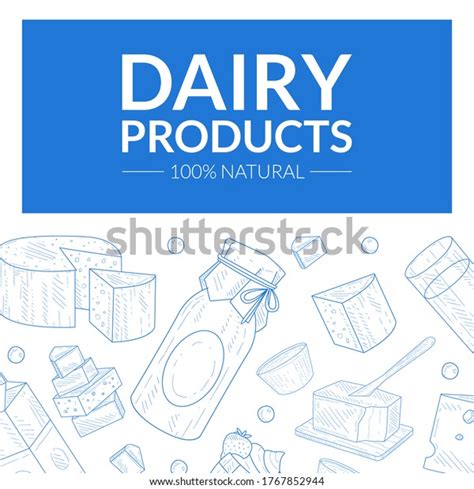 Dairy Products Banner Template Natural Healthy Stock Vector Royalty