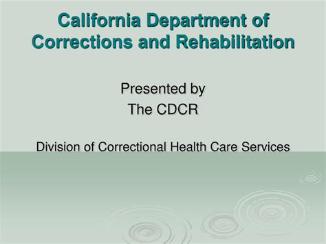 Ppt California Department Of Corrections And Rehabilitation Powerpoint Presentation Id 286803