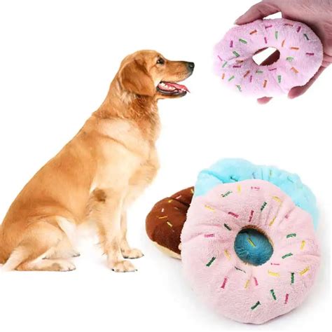 3x Funny Cute Donut Pet Dog Toys Puppy Cat Squeaker Quack Sound Toy