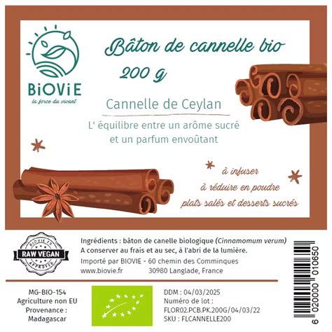 Bâton De Cannelle De Ceylan Bio 200 G