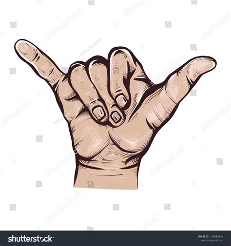 Surfers Shaka Hand Sign Vector Colorful Vintage Royalty Free Stock