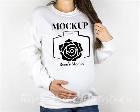 Gildan 18000 White Maternity Mockup Pregnancy Mock Up Mom To Etsy