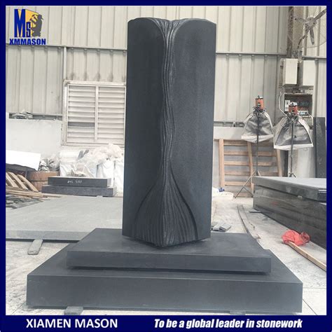 Unique Design G Dark Grey Granite Memorial Stone With Pillar Shape