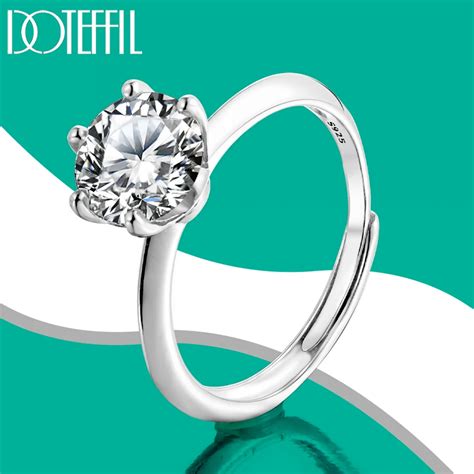 Doteffil Sterling Silver Moissanite Anel Para Mulheres Anel De