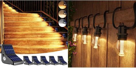 JACKYLED Solar Step Lights And 48FT Outdoor String Lights For Deck