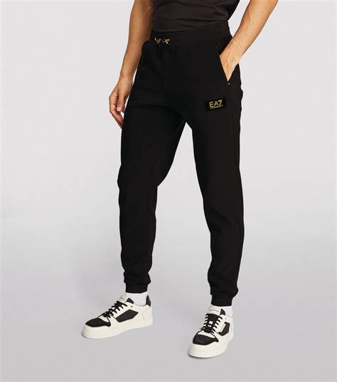 Mens Ea7 Emporio Armani Black Gold Label Logo Sweatpants Harrods Uk