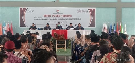 Kpu Lotim Gelar Rapat Pleno Terbuka Rekapitulasi Penetapan Dps Pemilu