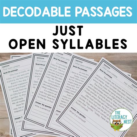 Decodable Passages For Open Syllables Made By Teachers