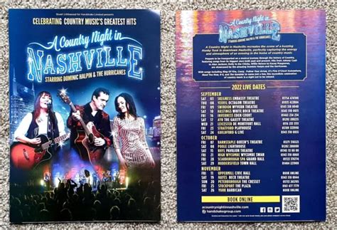 2 Flyers A Country Night In Nashville Uk Tour 2022 £249 Picclick Uk