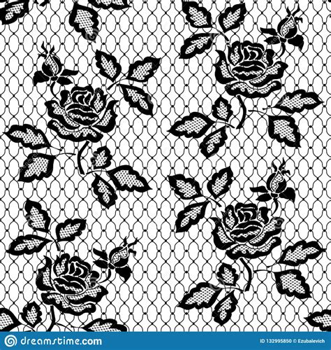 Illustration About Black Seamless Lace Pattern With Rose Black Floral