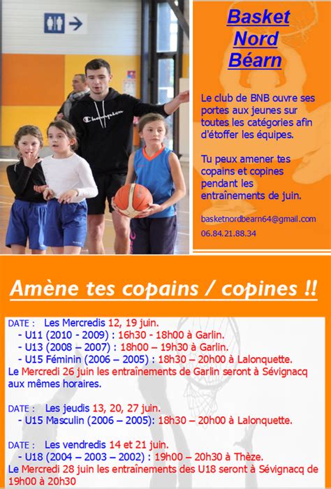 Entraînements fin de saison BASKET NORD BEARN