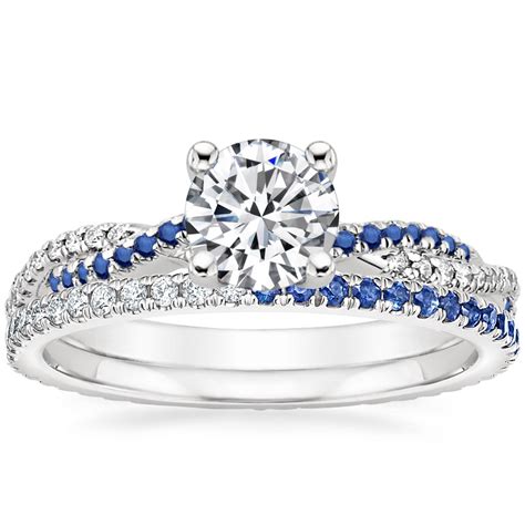 K White Gold Petite Luxe Twisted Vine Sapphire And Diamond Ring