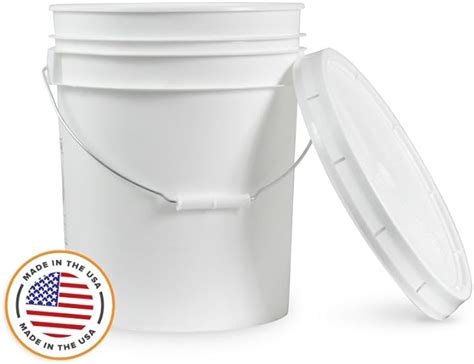 5 Gallon White Bucket And Lid Durable 90 Mil All Purpose Pail Food