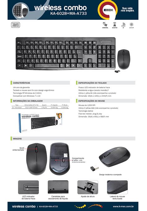 Kit Teclado E Mouse K MEX Combo KA 6028 MA A733 Wireless HARDSTORE